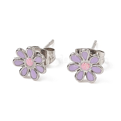Gemischte Farb-Bling-Emaille-Gänseblümchen-Blume-Ohrstecker&nbsp;EJEW-B009-18P