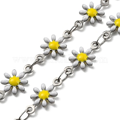 Collier à maillons floraux en acier inoxydable 304 avec émail&nbsp;NJEW-E098-01P