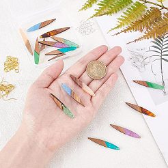 DIY 8 paire de boucles d'oreilles en bois en forme de feuille et d'œil de cheval&nbsp;DIY-FH0001-98