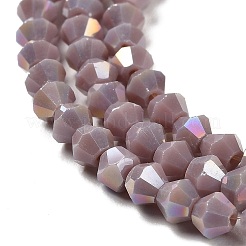 Brins de perles de verre galvanisées de couleur unie opaque&nbsp;EGLA-A039-P4mm-B13
