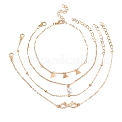 4 stücke 4 stil legierung kette fußkettchen sets&nbsp;SJEW-D009-08KCG