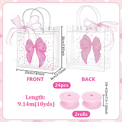 24 bolsa de embalaje de PVC transparente con estampado de lazo y 2 rollos de cinta de poliéster.&nbsp;ABAG-PH0001-86
