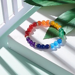 Stretch-Armband aus natürlicher malaysischer Jade (gefärbt) mit runden Perlen&nbsp;BJEW-JB06953