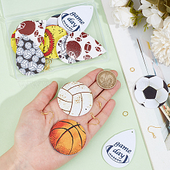 DIY-Set zum Herstellen von Lederohrringen mit Sportball-Motiv&nbsp;DIY-SC0024-91-1