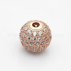 Micro cz ottone spianare grado aaa colore chiaro perle tonde zirconi&nbsp;KK-O065-8mm-05-NR