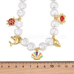 Ciondolo a forma di animali marini in ottone smaltato&nbsp;KK-CBA4547-01G