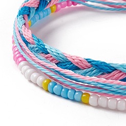 Set di braccialetti di perline intrecciati in plastica a 3 pezzi&nbsp;BJEW-B065-08B