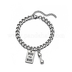 Braccialetti con ciondolo in acciaio inossidabile 201 con tag rettangolare e manubrio tu contro tu&nbsp;FS-WG06958-01