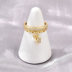 Anillos de dedo de circonita cúbica con micro pavé de latón para mujer&nbsp;CU-CBA0A21-03G