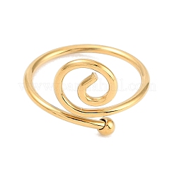 Bague ouverte en spirale en acier inoxydable 304 avec placage ionique (IP) pour femme&nbsp;RJEW-C097-04G