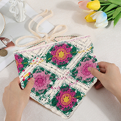 Dreieckiges Kopftuch aus Acrylfasern mit Blumenmuster&nbsp;AJEW-WH20001-82A