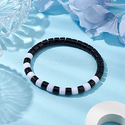 Zweifarbige Stretch-Armbänder aus Acrylsäulenperlen für Damen&nbsp;BJEW-JB10785