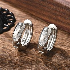 Orecchini a cerchio con stella in zirconi chiari&nbsp;EJEW-C022-06P-01