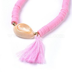 Pulseras hechas a mano de arcilla polimérica heishi pulseras elásticas&nbsp;BJEW-JB04250-M