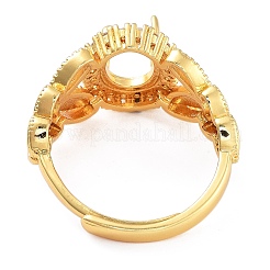Verstellbare Ringkomponenten aus Blatt- und ovalem Messing mit Mikropflaster und Zirkonia&nbsp;KK-Q819-09G