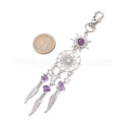 Filet/toile tissé avec décorations pendantes en alliage de plumes&nbsp;HJEW-JM03019
