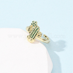 Bagues de manchette réglables en laiton avec micro pavé de zircones cubiques pour femmes&nbsp;RJEW-B138-02G