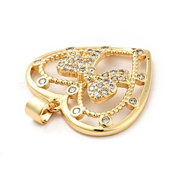 Placage de crémaillère en laiton micro pavé pendentifs en zircone cubique claire&nbsp;ZIRC-F129-42G