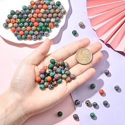 1 brin de perles synthétiques teintées en malachite&nbsp;G-YW0002-64A