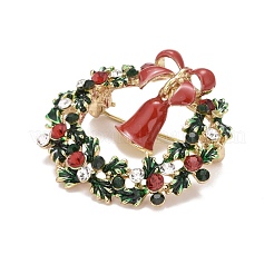 Bunter weihnachtskranz mit glocke emailnadel mit strass&nbsp;JEWB-A004-07G