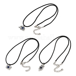 3 collar con colgante de aleación y lapislázuli natural con cordón encerado.&nbsp;NJEW-JN05438