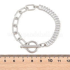 Bracciali in acciaio inossidabile 304 con maglie in zirconia cubica trasparente&nbsp;BJEW-D460-10P