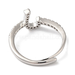 Anillos ajustables con letras árabes de circonia cúbica de latón chapado en estante para mujer&nbsp;RJEW-S407-10P-02