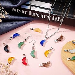 48 pendentif en verre peint par pulvérisation transparent et imitation jade&nbsp;GLAA-FH0001-39
