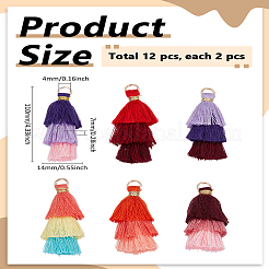 12 Stück 6 Farben Polycotton Quaste Anhänger Dekorationen&nbsp;FIND-LP0007-27A