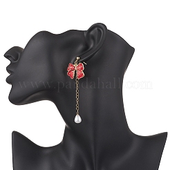 Boucles d'oreilles pendantes en alliage émaillé avec nœud papillon&nbsp;EJEW-JE06645-02