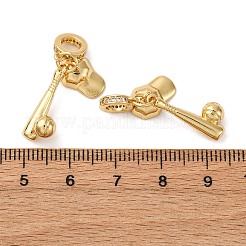 Messing mikro pflastern klare kubik zirkonia europäische baumeln charme&nbsp;KK-P308-45G