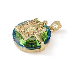 Micro pavé de zircone cubique en laiton avec pendentifs en verre&nbsp;KK-Q815-05G
