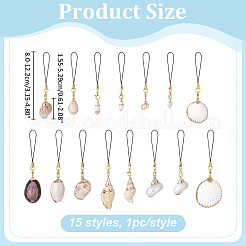 15 stücke 15 arten galvani natürliche mixed shell mobile straps&nbsp;HJEW-ME00097