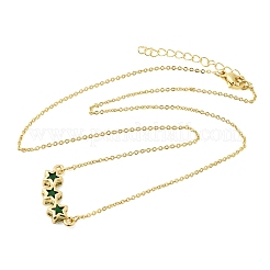 Collares con colgante de triple estrella de latón y vidrio&nbsp;KK-CBAB173-03G-05