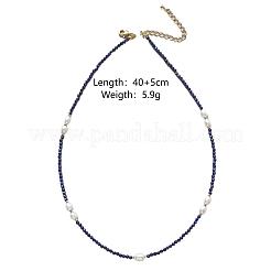 Elegante Halsketten aus natürlichen Süßwasserperlen und natürlichem Lapislazuli mit facettierten&nbsp;HF8817