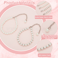 2 Paar 2 Stile Damen abnehmbare ABS-Kunststoff-Schnürsenkel mit Perlen für High Heels&nbsp;DIY-PH0022-88A