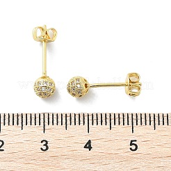 Runde Ohrstecker aus Messing mit Mikropflaster und klarem Zirkonia&nbsp;EJEW-D311-107G