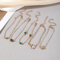5 pz 5 stili braccialetto a catena in lega e set di braccialetti per le donne&nbsp;WG6073F-01