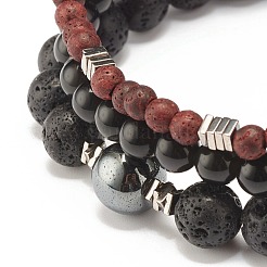 Ensemble de bracelets extensibles en perles de bois naturel&nbsp;BJEW-JB07344