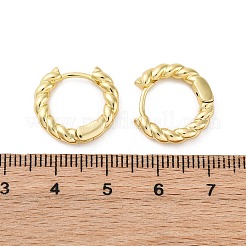 Orecchini a cerchio huggie incernierati in ottone con corda intrecciata per le donne&nbsp;X-EJEW-P196-25G