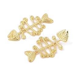 Orecchini a bottone in ottone a spina di pesce per donna&nbsp;EJEW-Q389-05G