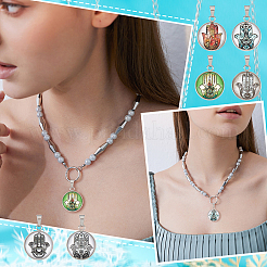 24 Stück Glasanhänger mit Hamsa-Hand-Muster in zwei Farben&nbsp;GLAA-DC0001-01