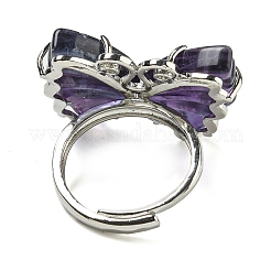 Bagues réglables en fluorite naturelle papillon&nbsp;G-P547-06P