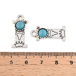 Pendentifs turquoise synthétique et alliage&nbsp;PALLOY-H146-01AS-I