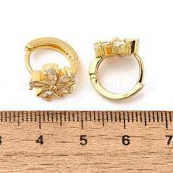 Boucles d'oreilles créoles en laiton à fleurs&nbsp;EJEW-S256-01B-G