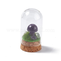 Natürliche Amethyst-Pilz-Display-Dekoration mit Glaskuppel-Cloche-Abdeckung&nbsp;G-E588-03H
