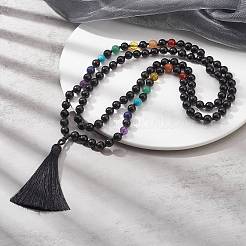 Collana buddista di gemme miste naturali e sintetiche e legno&nbsp;NJEW-JN04304