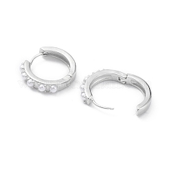 Orecchini a cerchio con perline di perle di plastica in ottone placcato a cremagliera per le donne&nbsp;EJEW-K245-19P