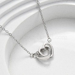 Collane con ciondolo a forma di cuore intrecciato in ottone micro pavé di zirconi cubici trasparenti per donna&nbsp;NJEW-M103-01P