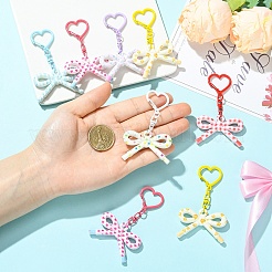12 porte-clés pendentif en acrylique opaque imprimé avec nœud papillon&nbsp;HJEW-YW00318